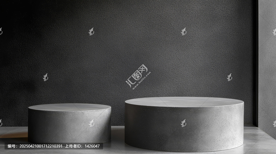 灰色混凝土圓柱形展示臺(tái)