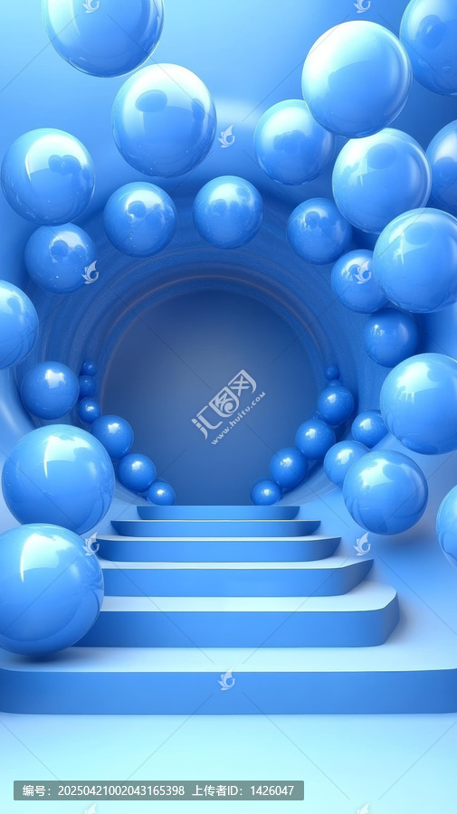 藍(lán)色球體階梯抽象設(shè)計(jì)