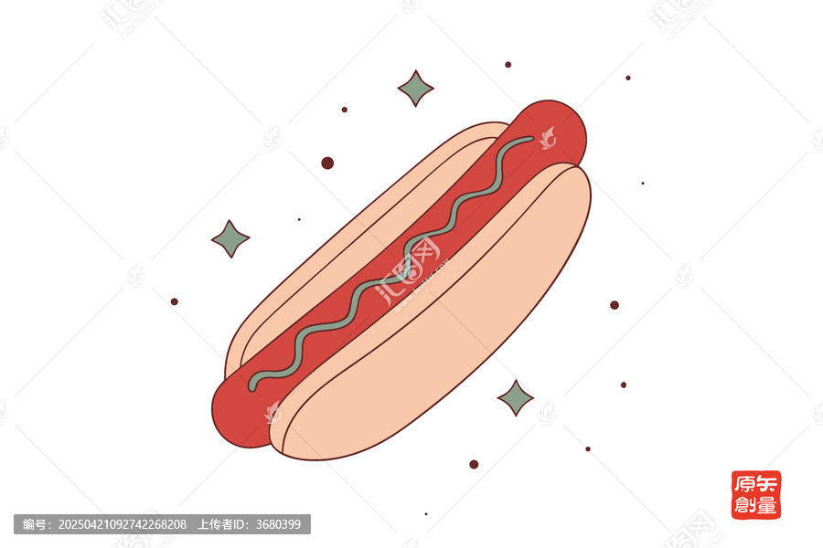 矢量插圖簡約美食熱狗
