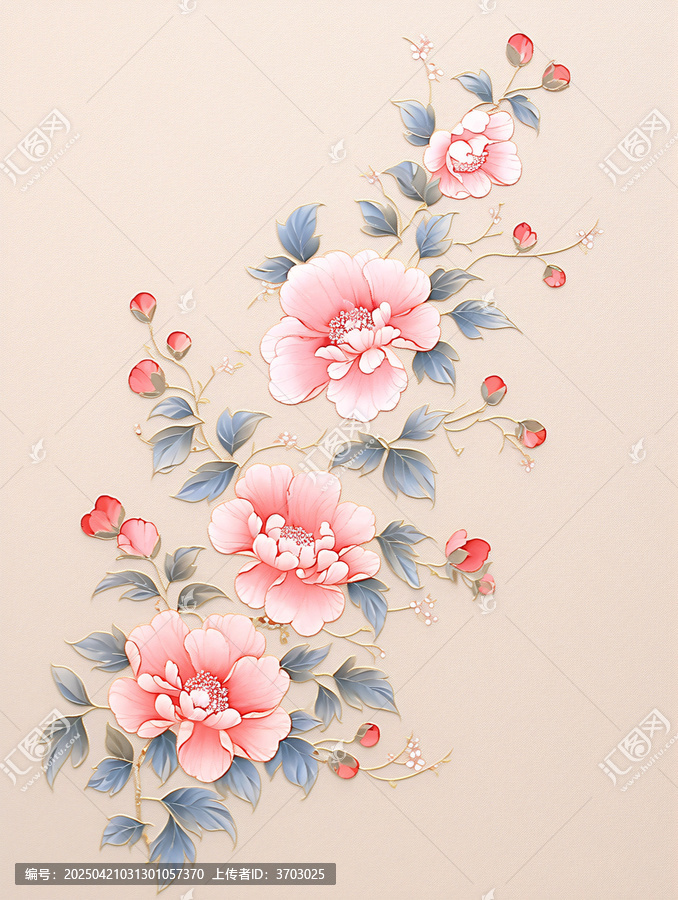 粉色花瓣刺繡圖案