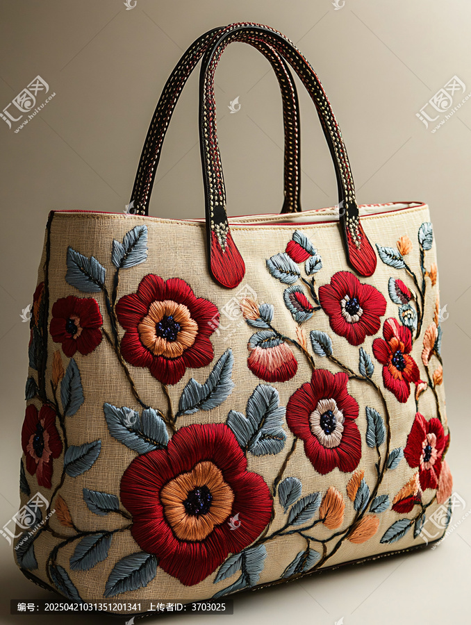 簡約刺繡手提袋