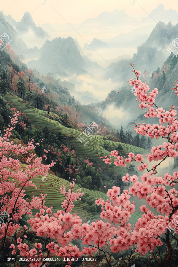 茶園梯田櫻花