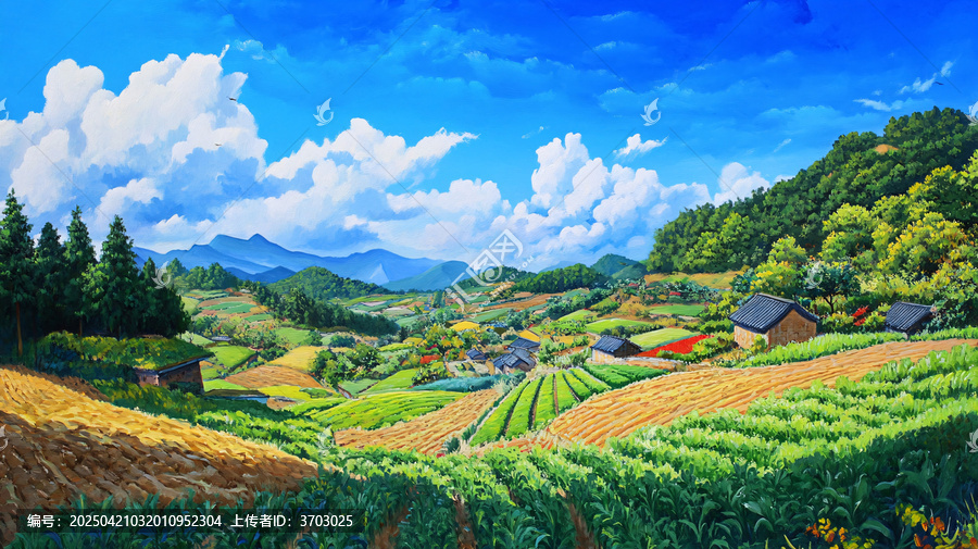 藍(lán)天田野豐收景