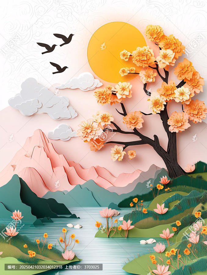 桃花樹下流水