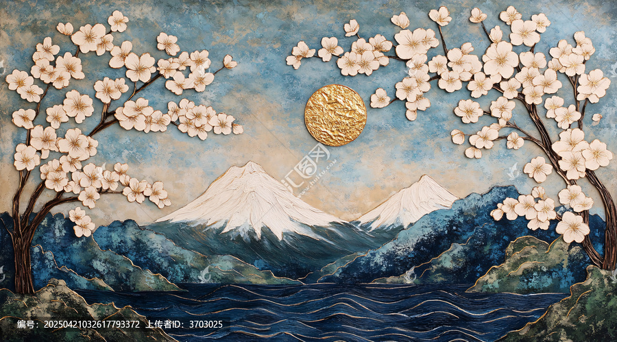 櫻花金箔三聯(lián)畫
