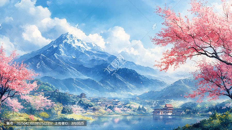櫻桃樹與綠樹