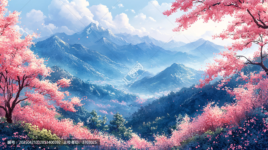 櫻桃樹與綠樹