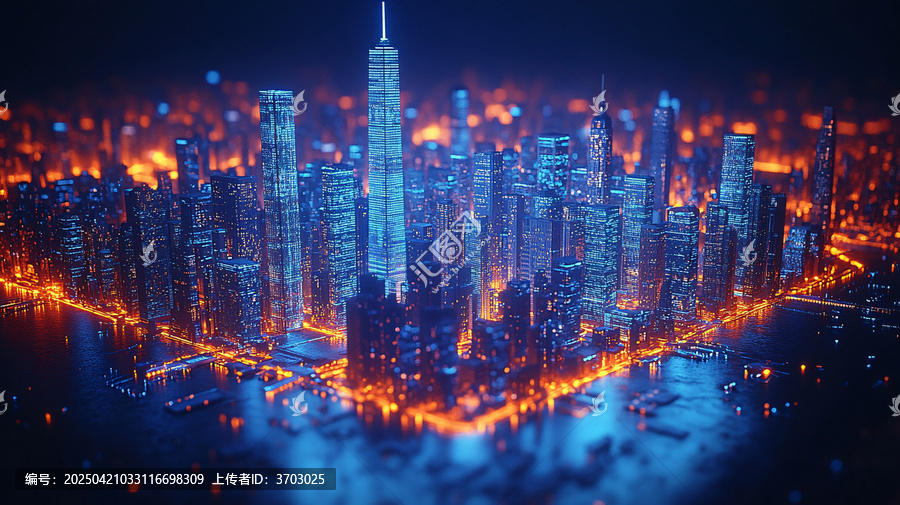 城市夜景藍(lán)光