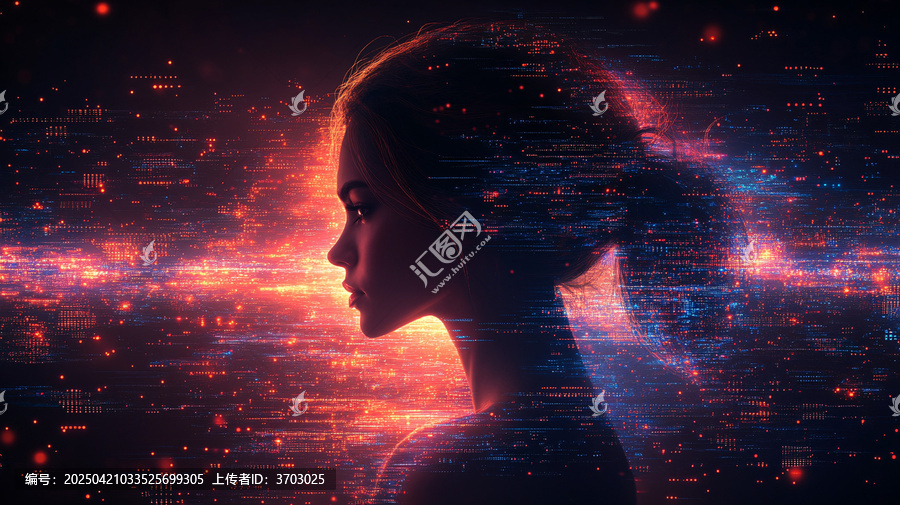 數(shù)字設(shè)備波浪中的優(yōu)雅女性