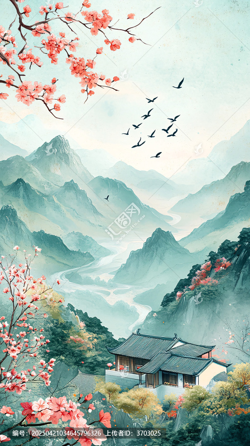 雨季飛燕山河圖