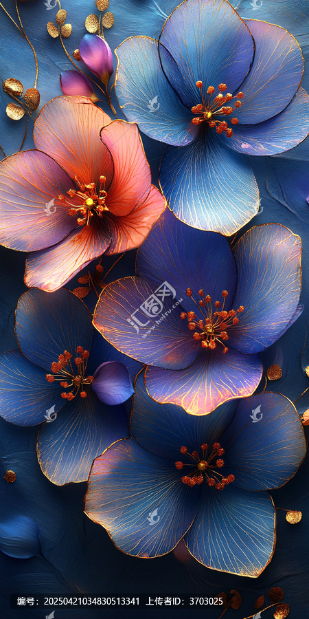 金銀邊藍(lán)紫粉花