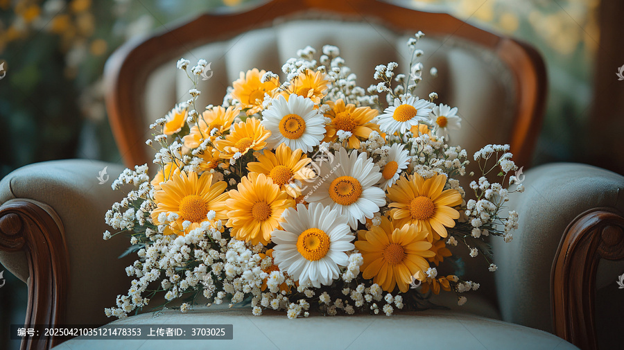 雛菊滿天星花環(huán)裝飾