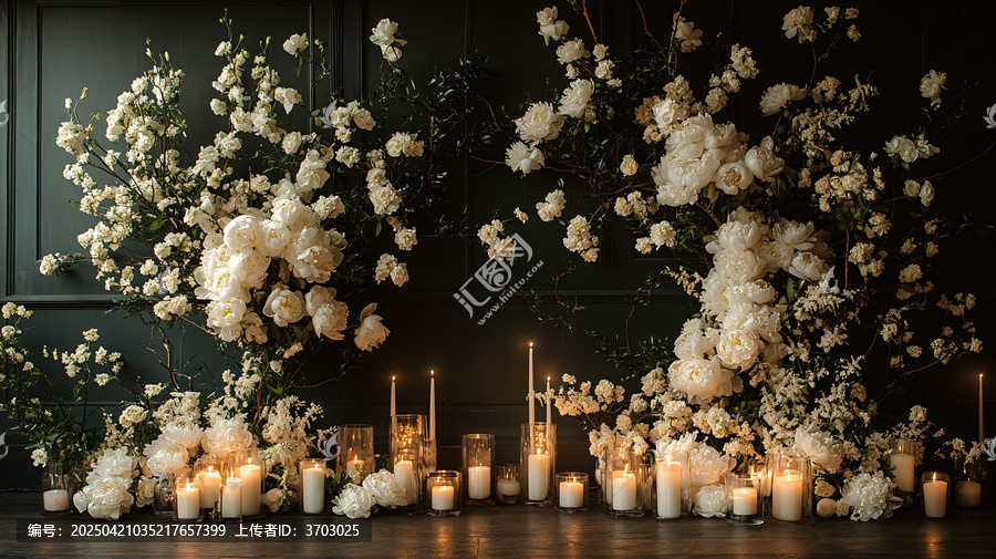 白花黑墻婚禮裝飾