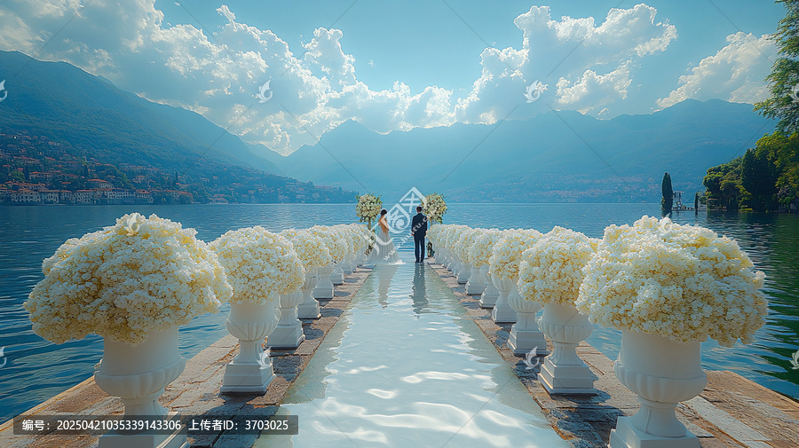 婚禮儀式裝飾與湖景