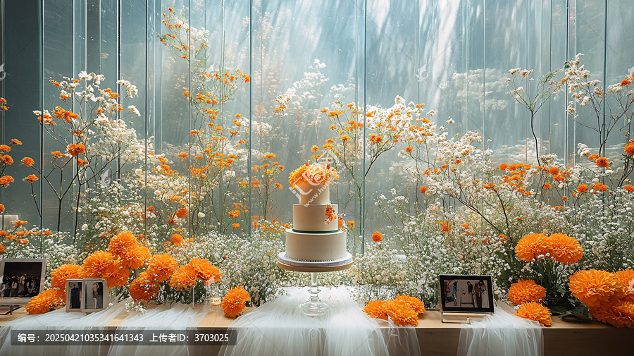 婚禮桌與玻璃墻