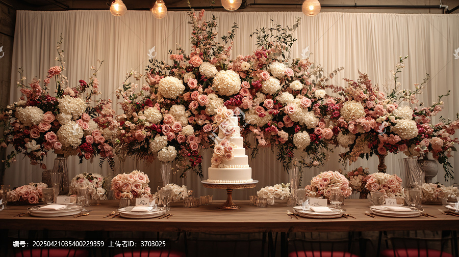 婚禮背景與蛋糕展示