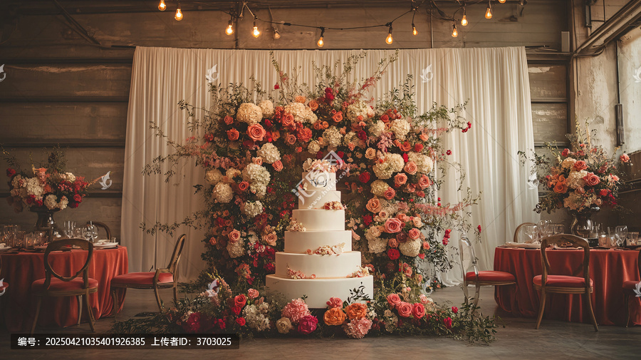 婚禮背景與蛋糕展示