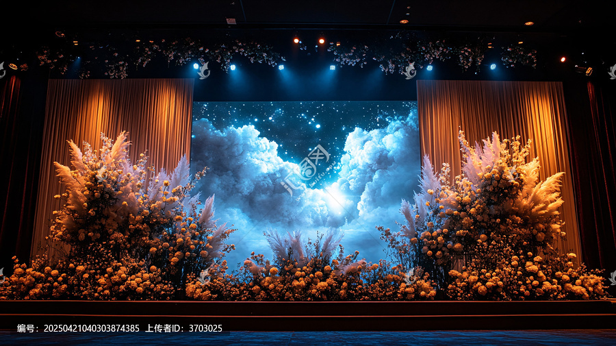 婚禮舞臺(tái)LED屏幕花卉裝飾