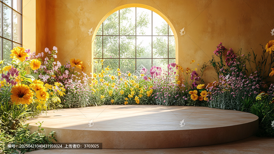 圓形展臺花卉背景