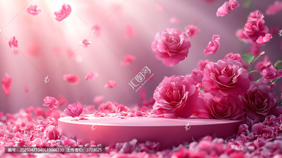 深粉漸變玫瑰背景展示臺(tái)