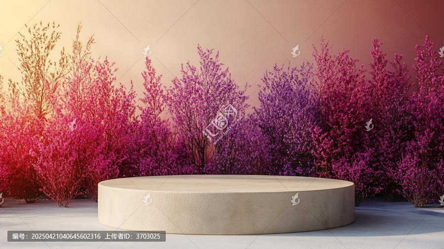 3D渲染米色講臺(tái)帶紫色