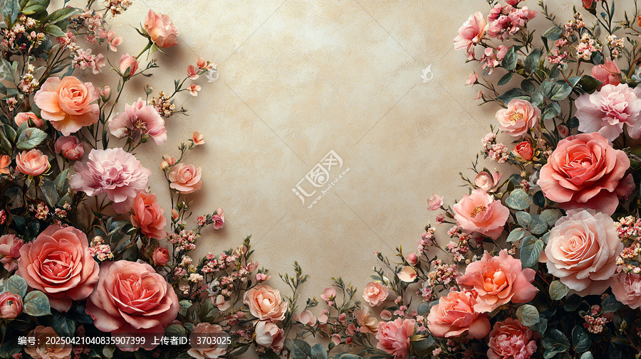 粉色玫瑰花卉邊框