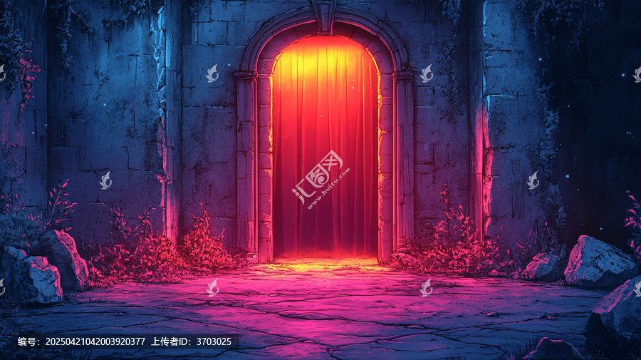 舞臺黑紅幕布黃燈
