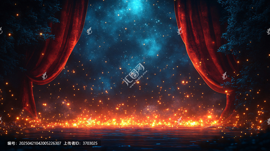 舞臺黑紅幕布黃燈