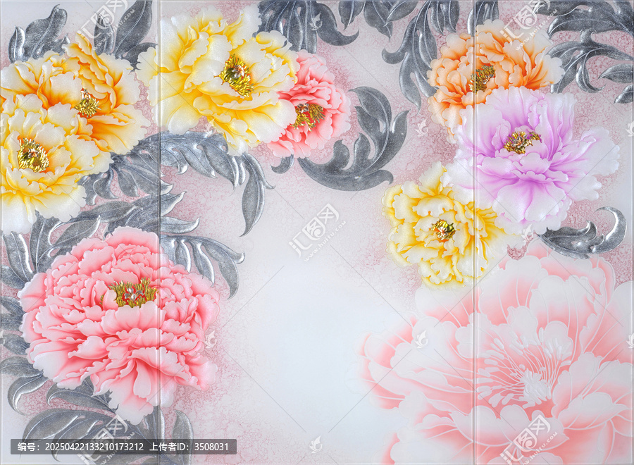 花開富貴牡丹花背景裝飾畫