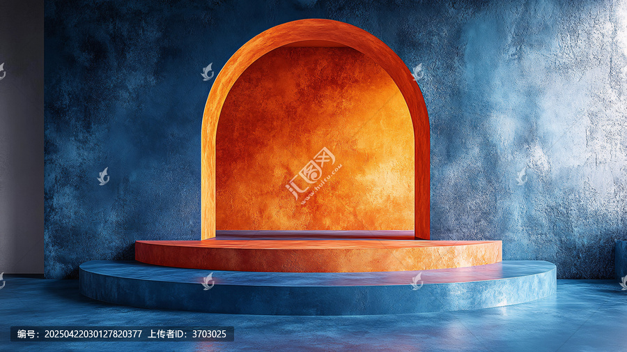 深藍(lán)與橙色產(chǎn)品展示臺