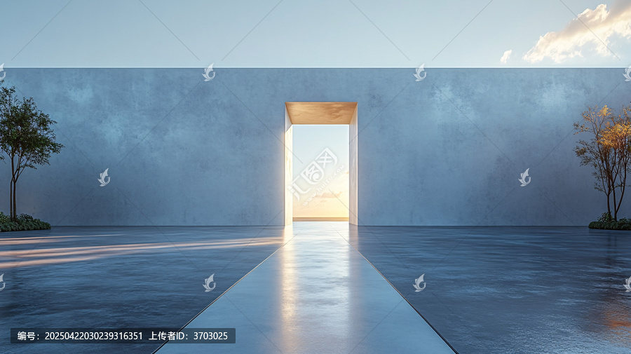 舞臺(tái)白墻門(mén)后光