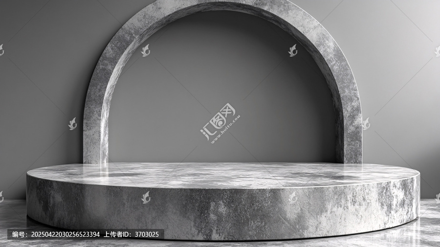 銀色領(lǐng)獎(jiǎng)臺(tái)與灰色背景