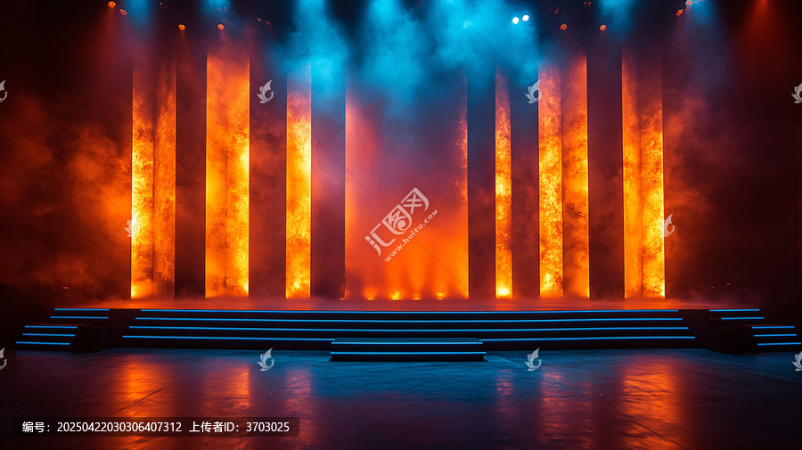 舞臺(tái)屏幕與藍(lán)色LED燈條