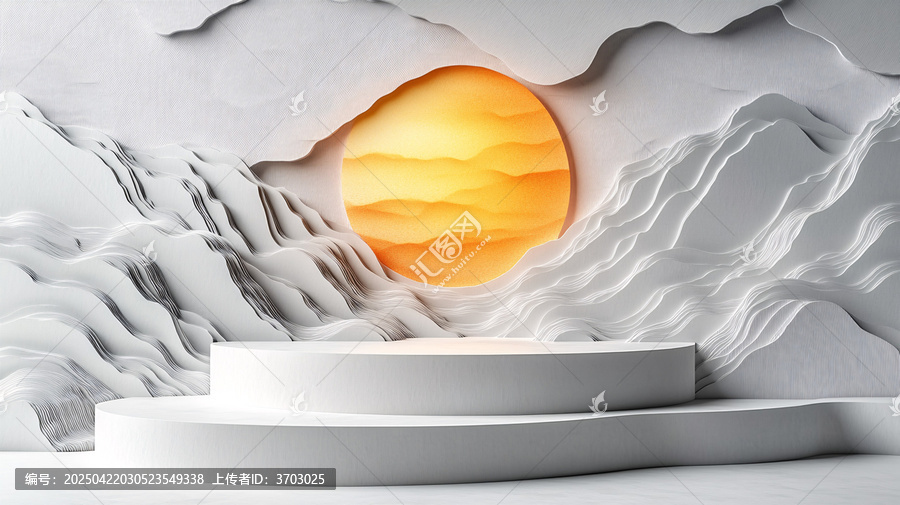 多邊形講臺與紙藝背景