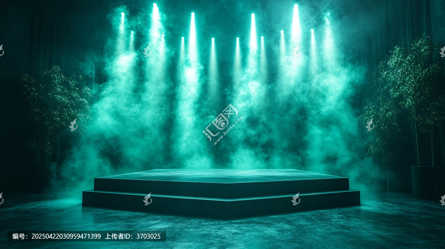 黑色舞臺與綠色霓虹