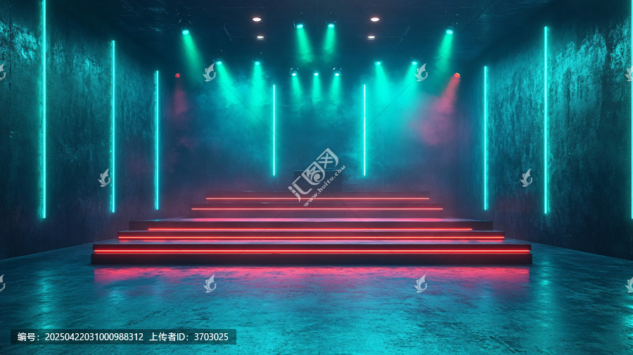 黑色舞臺與綠色霓虹