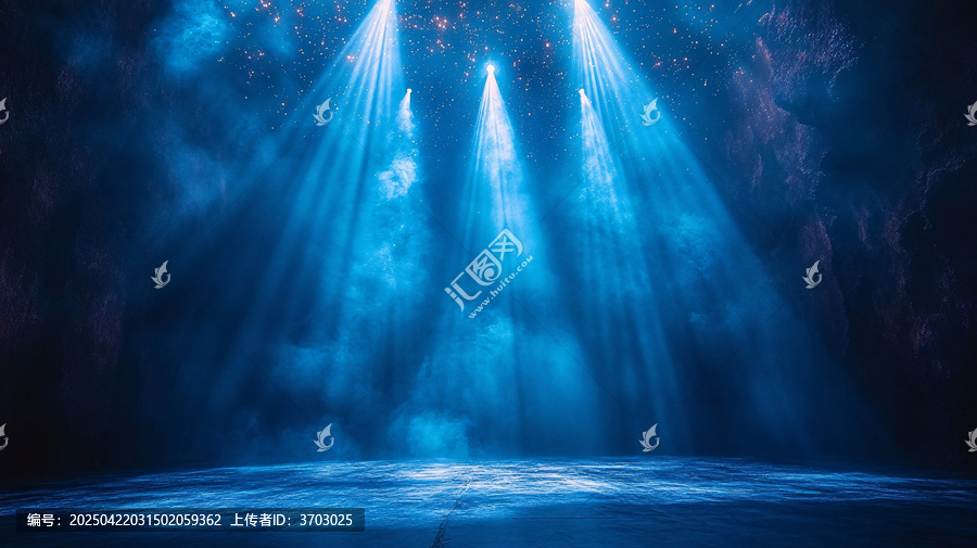 黑色背景藍色燈光舞臺