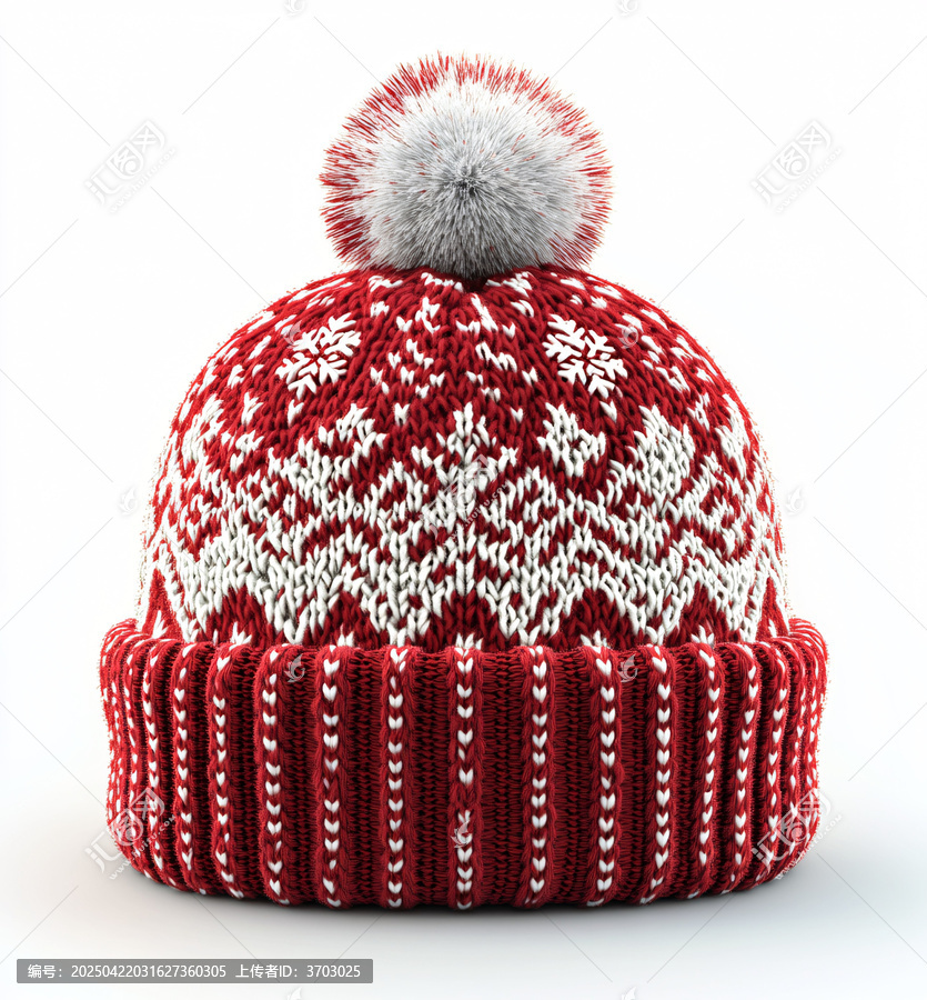 紅色針織帽白色雪花圖案