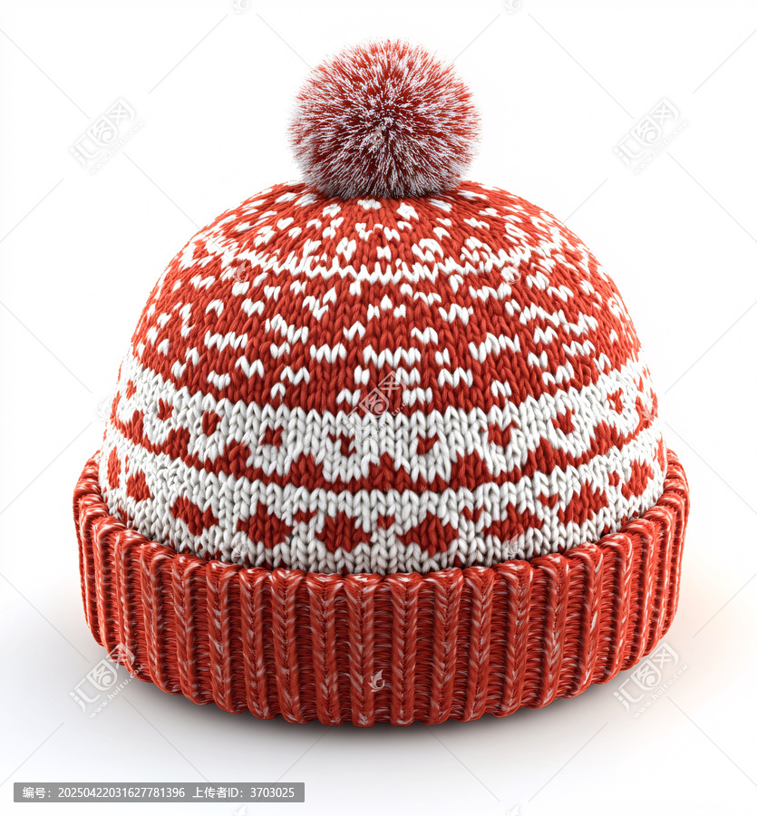 紅色針織帽白色雪花圖案