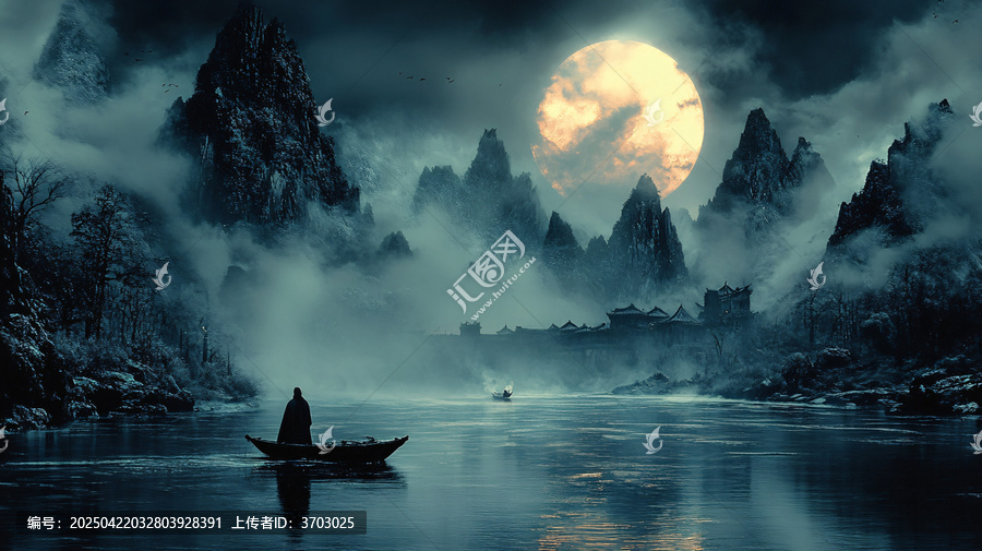 船夫夜渡山溪