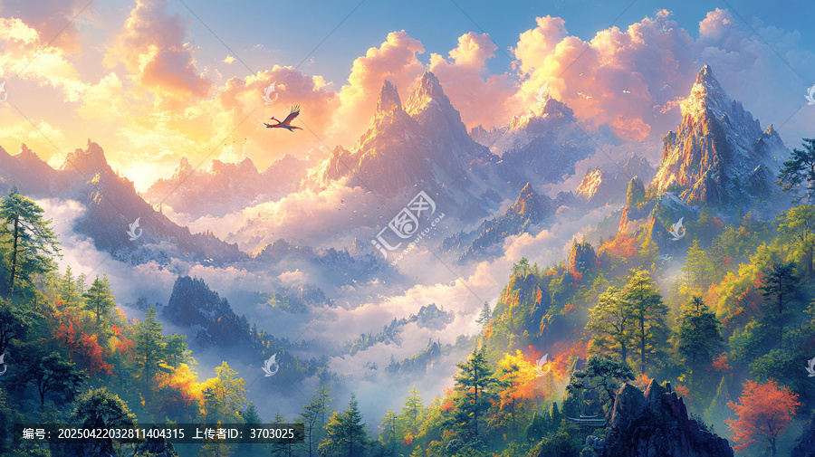 神話森林與鳳凰飛翔
