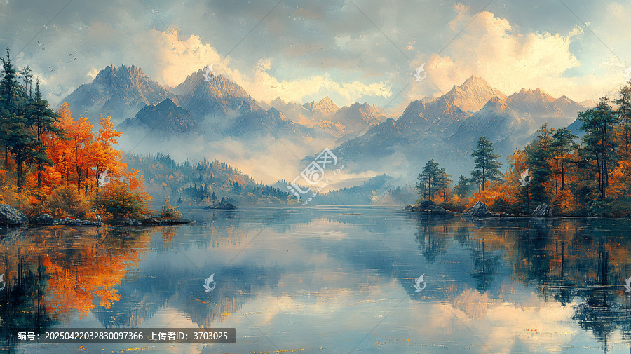 山影映河