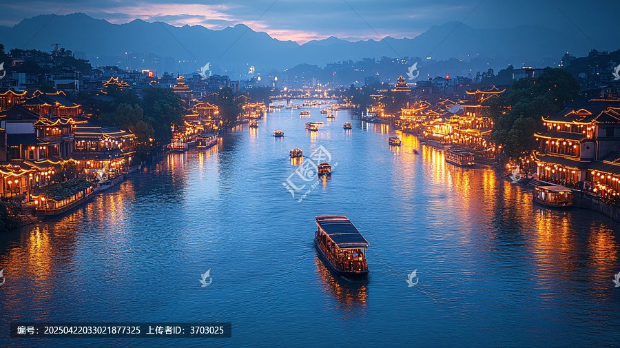 夜晚燈火輝煌的夜景