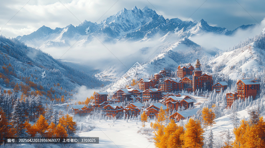雪山下的現(xiàn)代都市