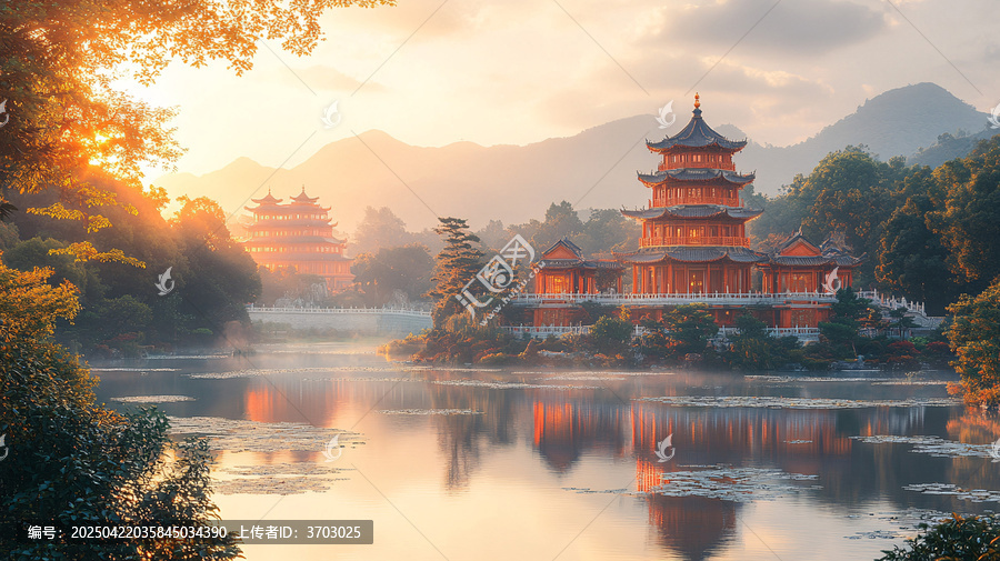 古色古香的傳統(tǒng)中式建筑風景