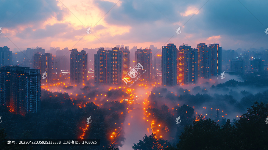 城市高樓間的車水馬龍夜景