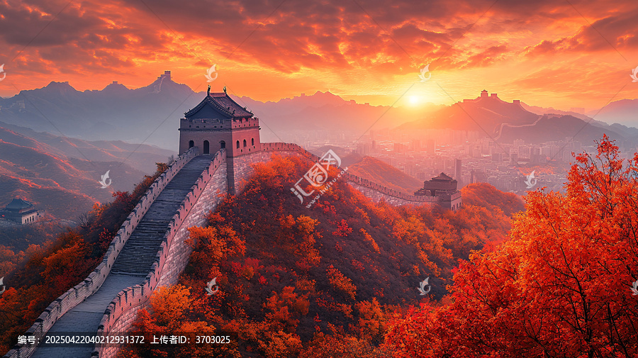 長城秋色美景圖