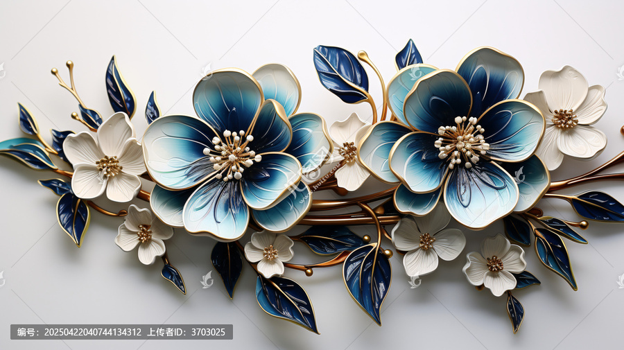藍(lán)金花卉紋樣
