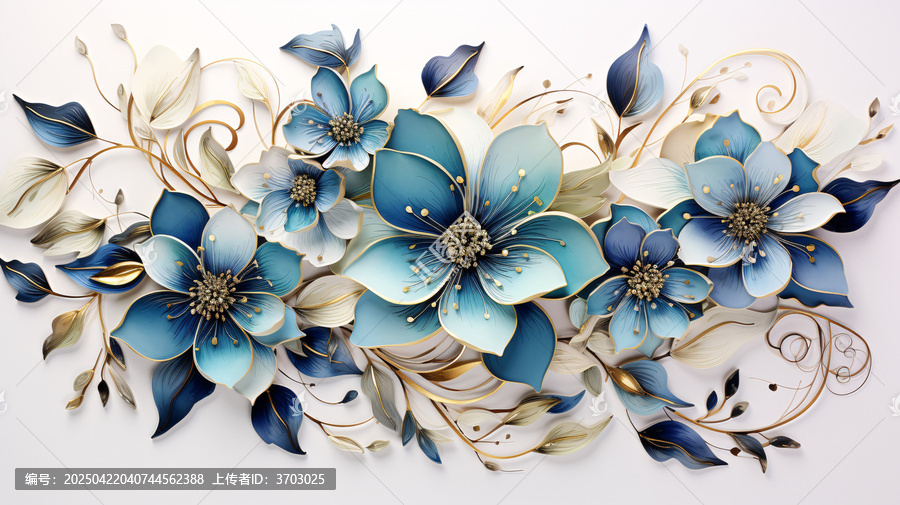 藍(lán)金花卉紋樣