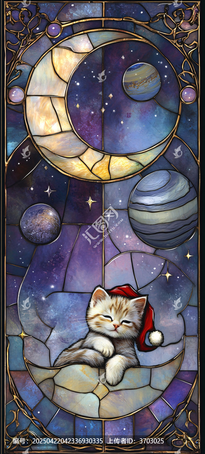 月球星辰玻璃畫
